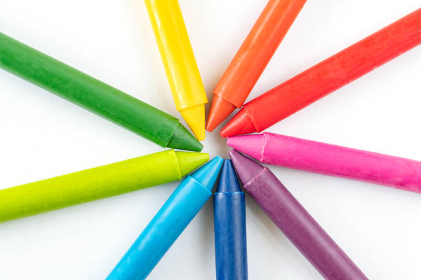 istock Crayons and pastels isolated on white background with copy space. 1222896309