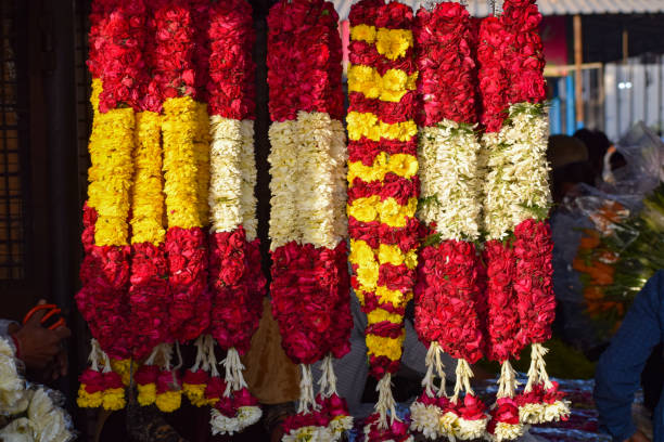 ghazipur phool mandi flower market situation in the morning, the flower it self came from china, vietnam, thailand and india - india bangalore flower business imagens e fotografias de stock
