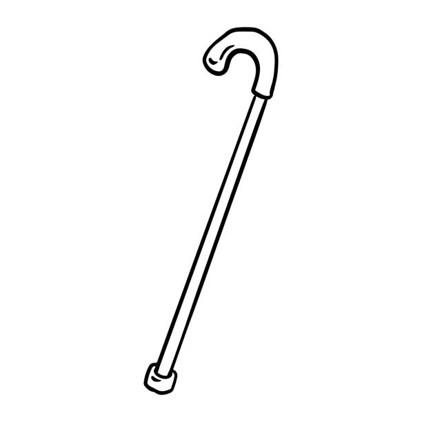 Cane for old or disabled people doodle. Walking support vector glyph graphic symbol. Isolated on white background icon design Cane for old or disabled people doodle. Walking support vector glyph graphic symbol. Isolated on white background icon walking cane stock illustrations