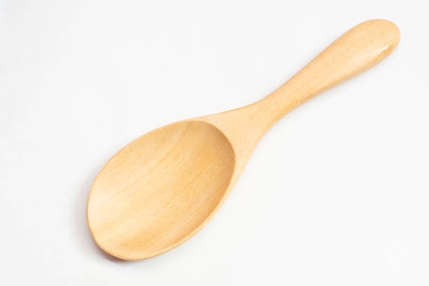 istock Close up spoon wood on white background. 1222912806
