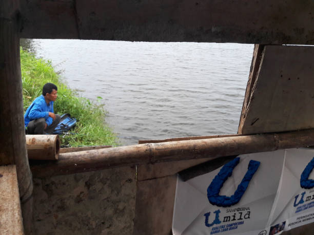 Danau cibereum, Bekasi, Indonesia - September 30, 2016 : The atmosphere of the lake in the afternoon, at that location many are fishing