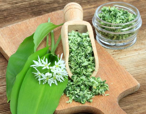 istock Homemade salt from bear garlic 1222913533