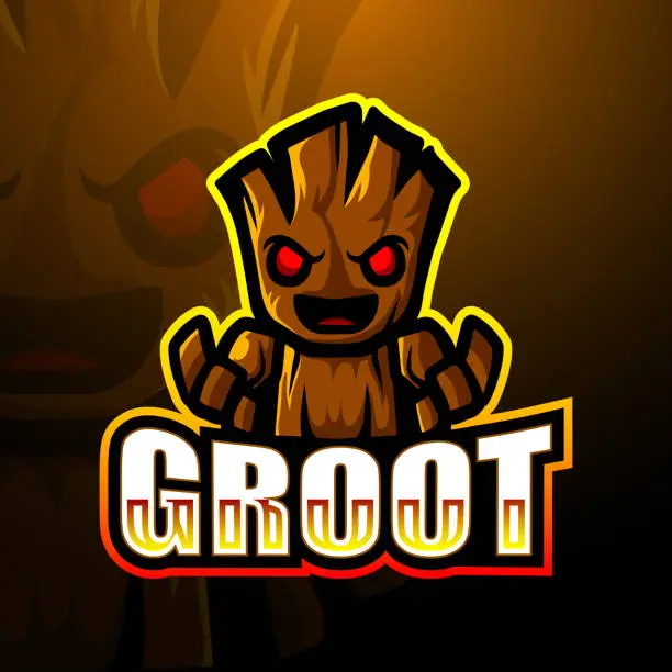 Vector illustration of Groot mascot esport logo design