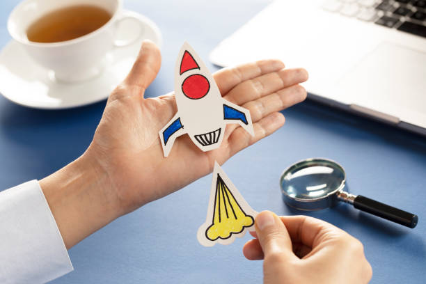 istock Business Person with Startup Rocket 1222919453