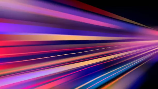 Vector illustration of Colorful light trails with motion effect, long exposure or slow shutter picture . vector image .