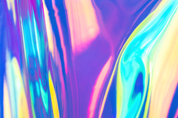 istock Abstract trendy rainbow colored blurred holographic background 1222921919