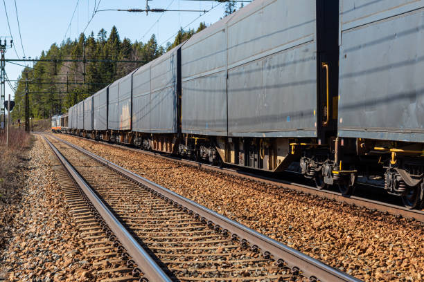 istock Train waiting on a double track section for a oncoming train. 1222922123