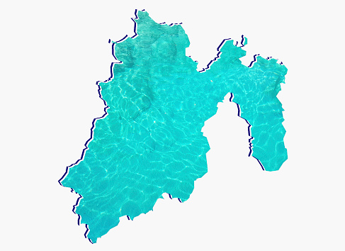 map of Mexico State with water reflection in aquamarine color and white background