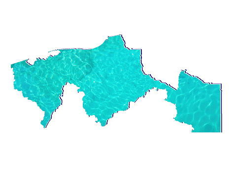 map of Tabasco state with water reflection in aquamarine color and white background