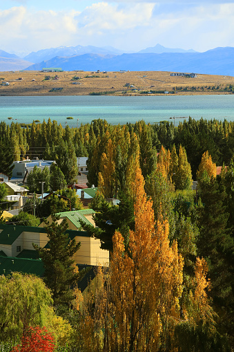 Impressive Autumn view of El calafate Town on Argentino Lakeside in Patagonia, Argentina, South America