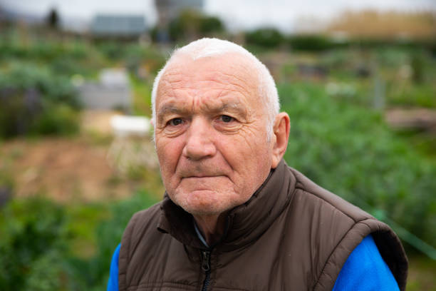 istock Close up face of elderly gardener 1222939537