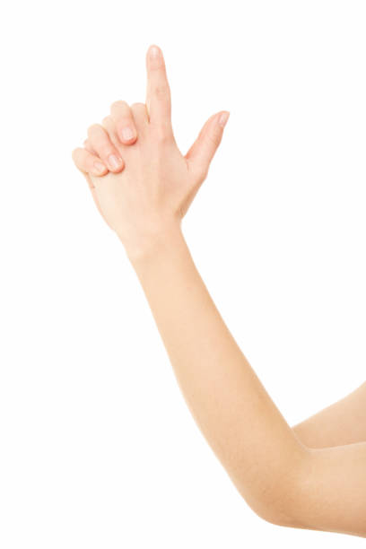 istock Woman arm, gun hand gesture 1222941017
