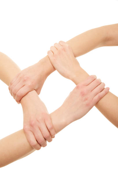 istock Women arms, team work, hand gesture 1222941106