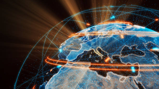 istock Futuristic global connections around the earth planet 1222942286