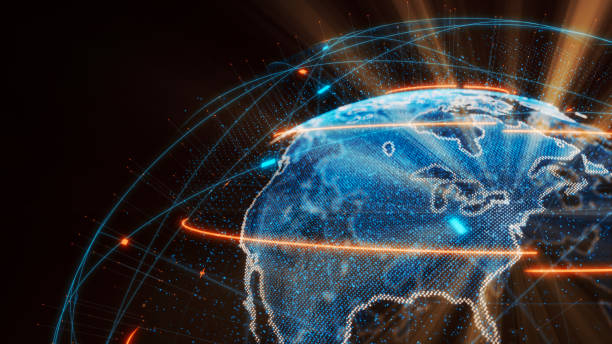 istock Futuristic global connections around the earth planet 1222942326