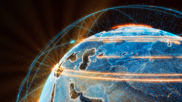 istock Futuristic global connections around the earth planet 1222942333