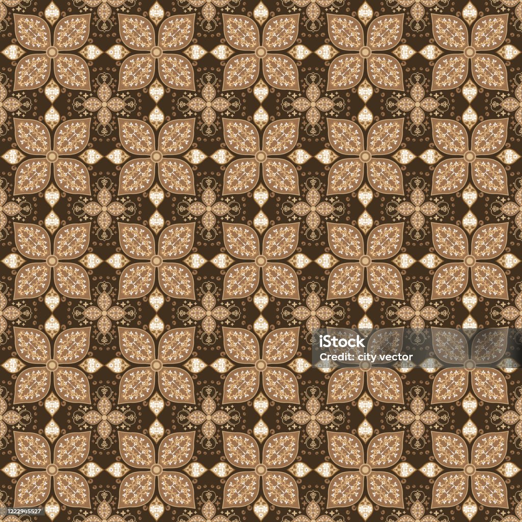 Simple Java Batik Floral Pattern With Brown Color Seamless Design Stock ...