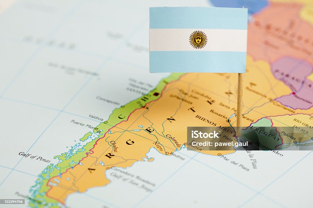 Mapa e Bandeira da Argentina - Royalty-free Mapa Foto de stock