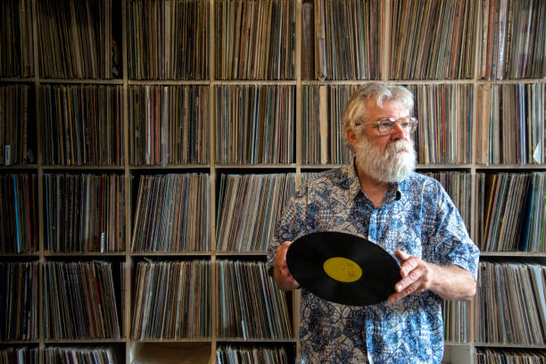 istock Record collector in front of his collection 1222947487
