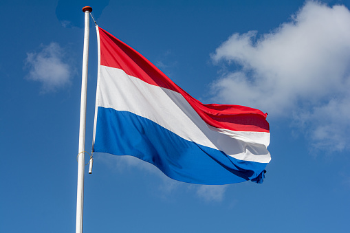 Dutch flag on 75th liberation day in Netherlands without Celebration due to coronavirus
