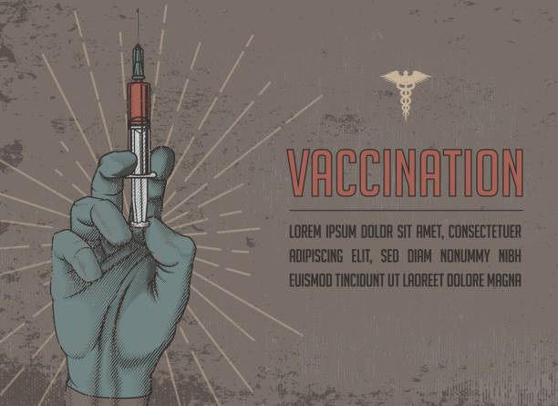 ilustrações, clipart, desenhos animados e ícones de projeto do pôster de vacinação. - injeção insulina luva