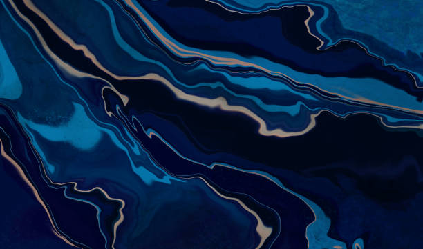istock Blue marble and gold abstract background texture. Ocean blue marbling with natural luxury style swirls of marble and gold powder. Abstract painting, can be used as a trendy background for posters, cards, invitations, websites 1222961318
