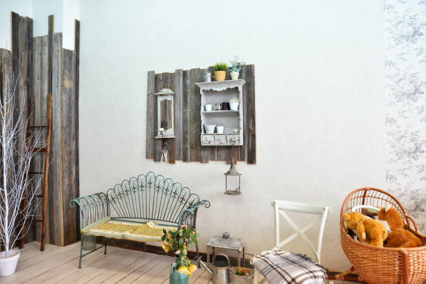 istock room interior with wooden wall in provence style 1222961756