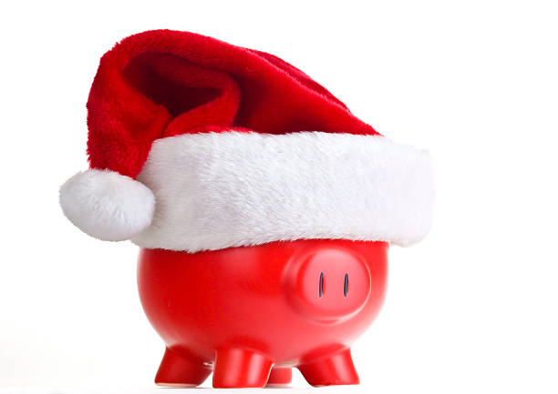 A Piggy Bank With Christmas Santa Hat On