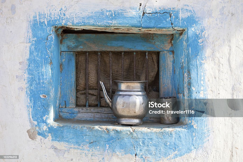 Tea Pot Tea Pot In A Window In Gujarat, India Kutch Stock Photo