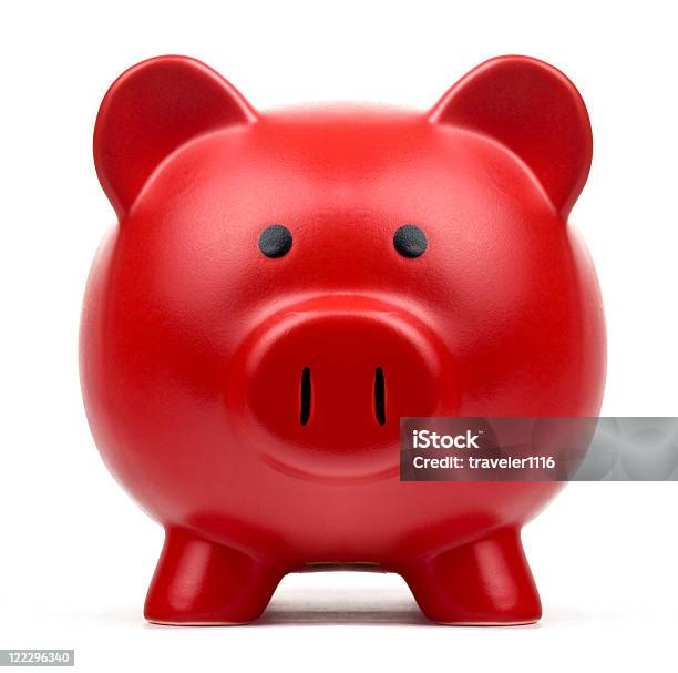 Sparschwein Stockfoto und mehr Bilder von Sparschwein - Sparschwein, Rot, Freisteller – Neutraler Hintergrund