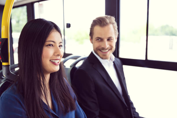 istock Business people commuting by bus 1222964807