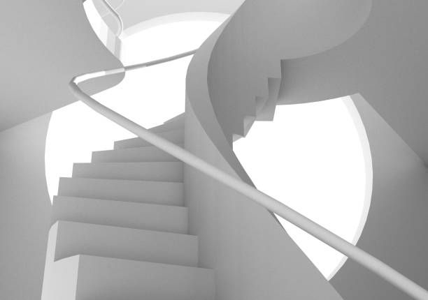 istock Architectural composition. Spiral staircase. Abstract sculpture.3D illustration. 1222966206
