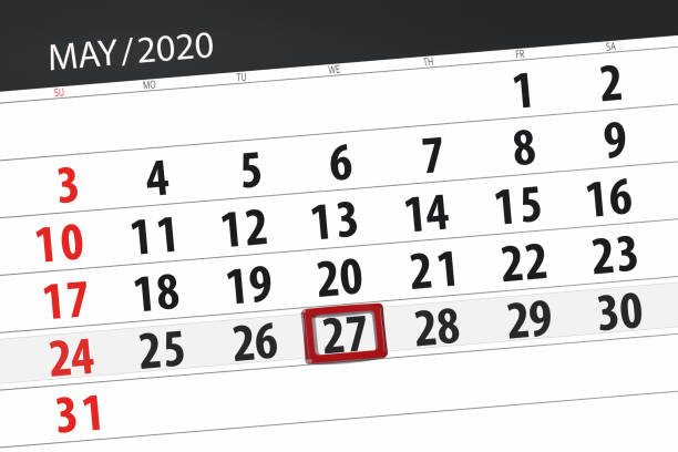 istock Calendar planner for the month may 2020, deadline day, 27, wednesday 1222967145