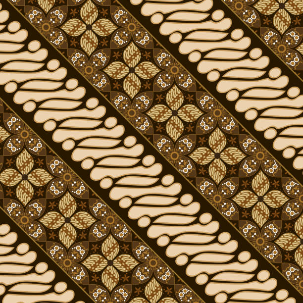 istock Beautiful flower pattern on Indonesian batik design with mocca brown color design. 1222969120
