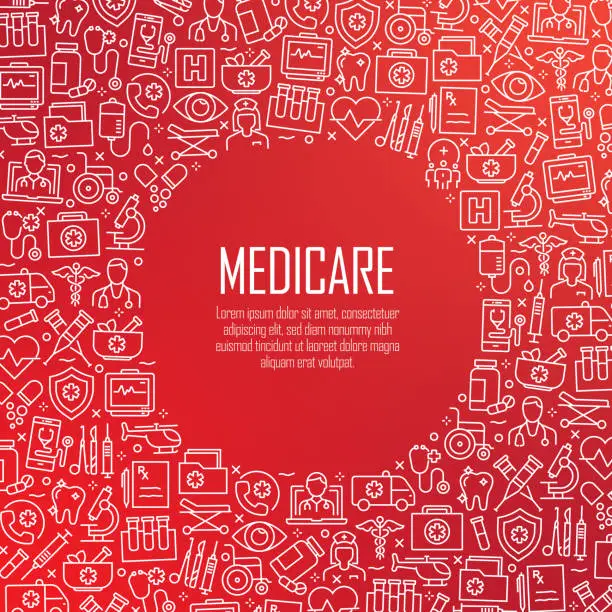 Vector illustration of MEDICARE - Healthcare and Medical Concept Vector Pattern and Abstract Background.