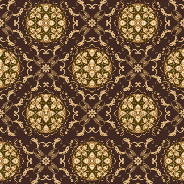 istock of elegant artwork of Java batik with brown color of simple. 1222971245