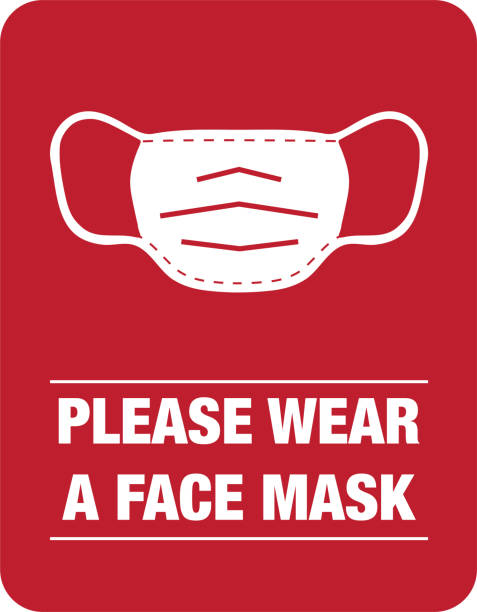 please wear a face mask instruction icon. vector illustration face mask, instruction, vector pleading stock illustrations