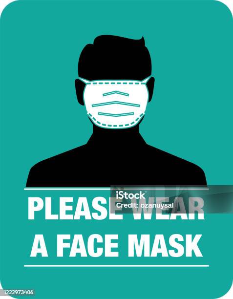 Please Wear A Face Mask Instruction Icon Vector Illustration Stock Illustration - Download Image Now