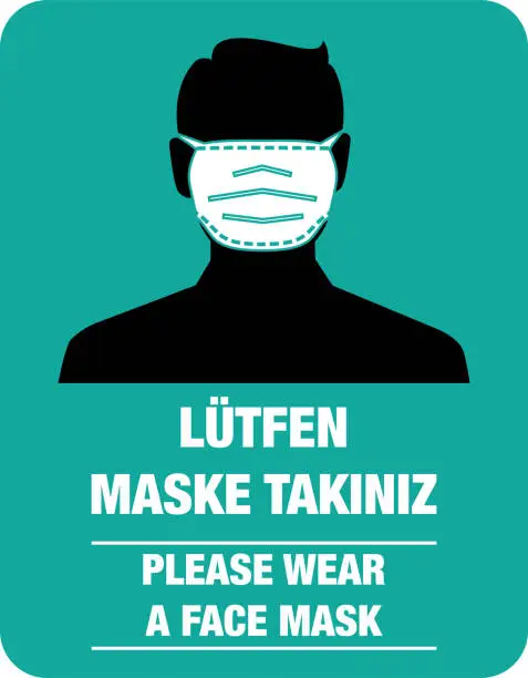 Vector illustration of Lütfen maske takınız (
