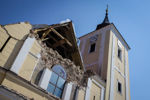 istock Church destroyed after strong earthquake 1222974073