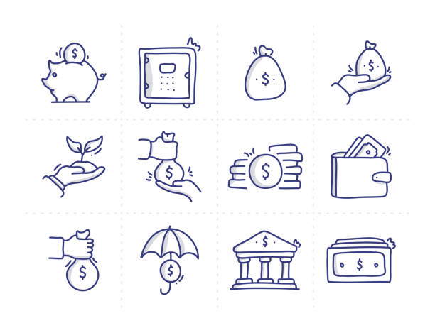 Simple Set of Investment Related Doodle Vector Line Icons Simple Set of Investment Related Doodle Vector Line Icons change drawings stock illustrations