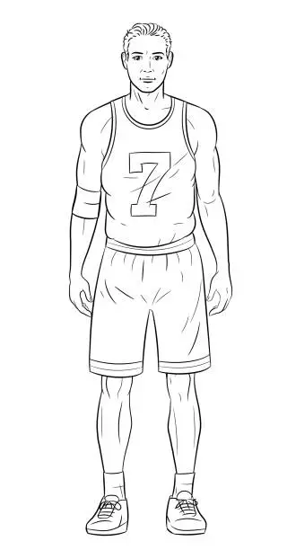 Vector illustration of Basketball player black and white illustration