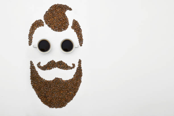 Coffee Beans In The Form Of A Man Facce with Beard stock photo