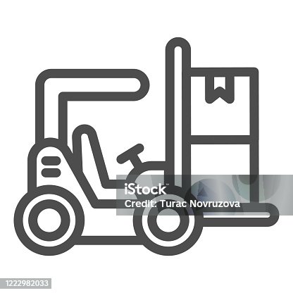 istock Forklift line icon, delivery and logistics symbol, Lift truck vector sign on white background, box loader icon in outline style for mobile concept and web design. Vector graphics. 1222982033