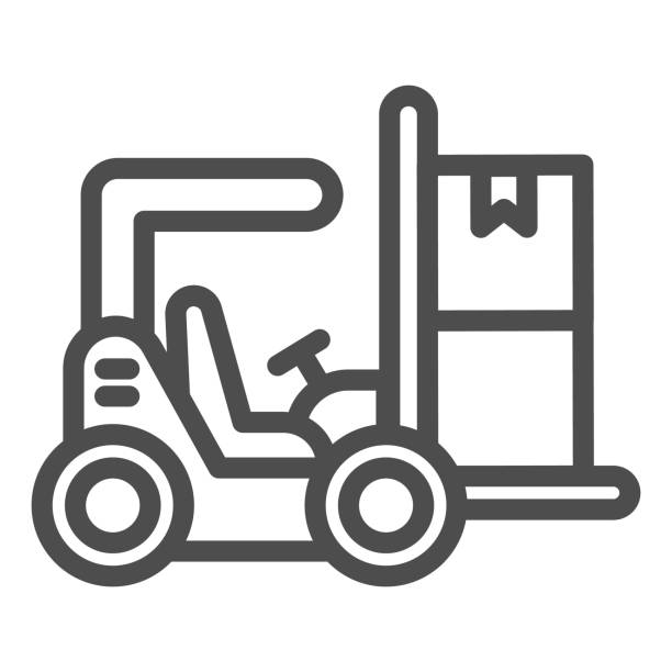 Forklift line icon, delivery and logistics symbol, Lift truck vector sign on white background, box loader icon in outline style for mobile concept and web design. Vector graphics. Forklift line icon, delivery and logistics symbol, Lift truck vector sign on white background, box loader icon in outline style for mobile concept and web design. Vector graphics forklift truck stock illustrations