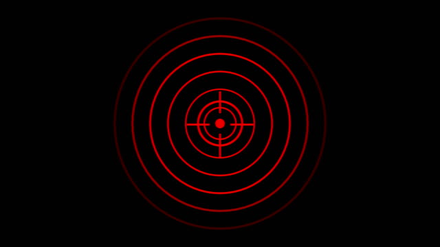 Target icon with radio wave, Circle radar interface signal with concentric rings moving. Animation of radio wave, radar or sonar.