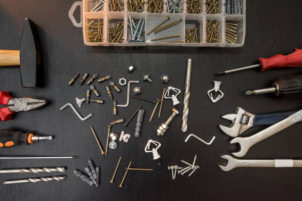 istock drill bits, screws, screwdriver bit bits and hexagon wrench for repair 1222991119