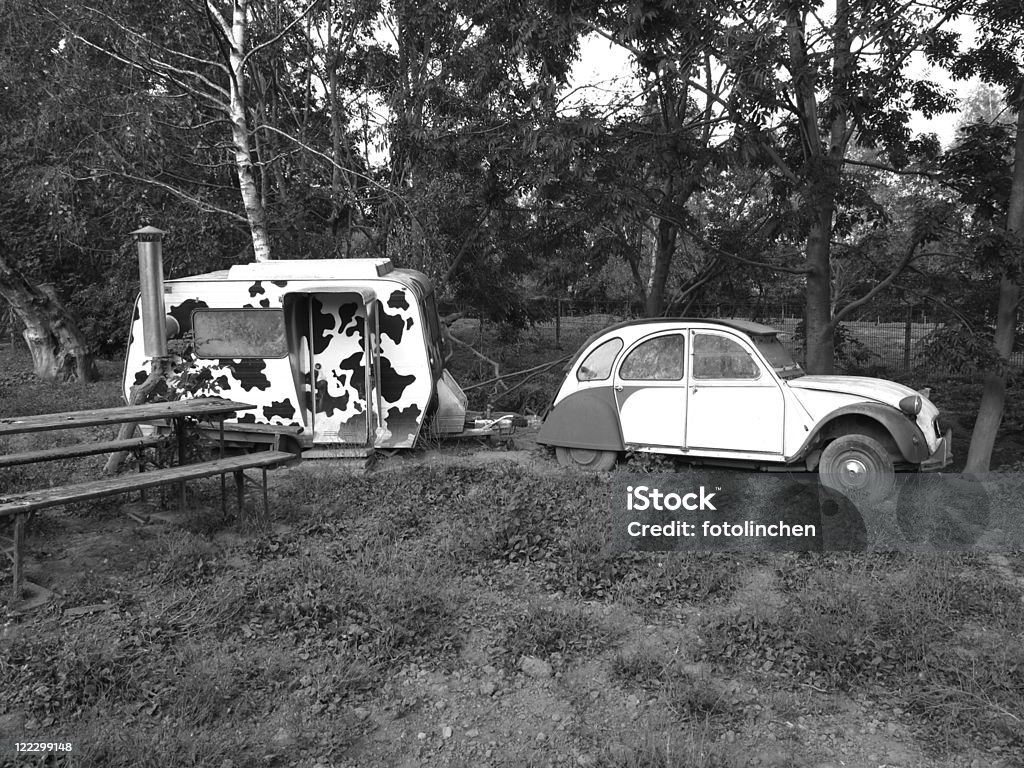 Welle Auto mit alten caravan - Lizenzfrei Abschied Stock-Foto
