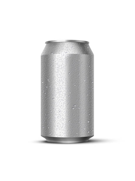Vector realistic mockup metal can with water drops Vector 3D realistic aluminum can with water drops isolated on white background. Empty template mockup for beer, alcohol, soft drinks, soda, energy drink. Advertising and presentation design element drop bear stock illustrations