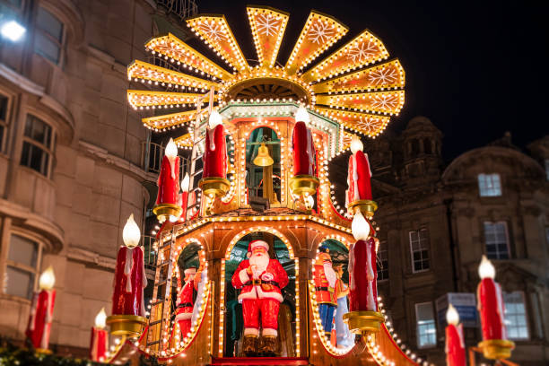 A view of a Carousel in London at night in February 2022